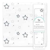 Swaddle Designs - Sterling Stars Muslin Swaddle Blanket, Premium Cotton Image 1