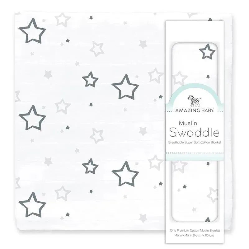 Swaddle Designs - Sterling Stars Muslin Swaddle Blanket, Premium Cotton Image 1