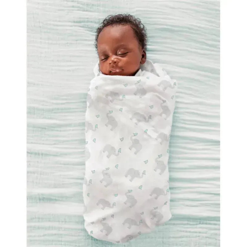 Swaddle Designs - Ultimate Swaddle Blanket, Elephant & Chickies, Seacrystal Image 2