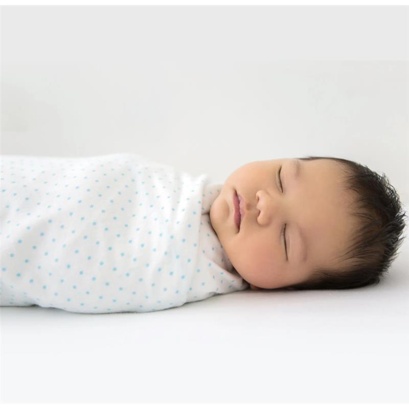 Swaddle Designs - Ultimate Swaddle Blanket, Pastel Blue And Sterling Dots Image 3