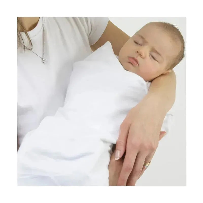 Swaddle Designs - Ultimate Swaddle Blanket, White With Pastel Blue Trim Image 2