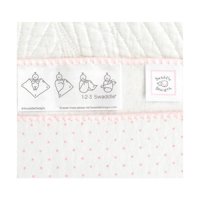Swaddle Designs - Ultimate Swaddle Blanket, White With Pastel Pink Trim Image 3