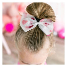 Sweet Wink - Kids Valentine's Day Glitter Heart Tulle Bow Clip Image 2