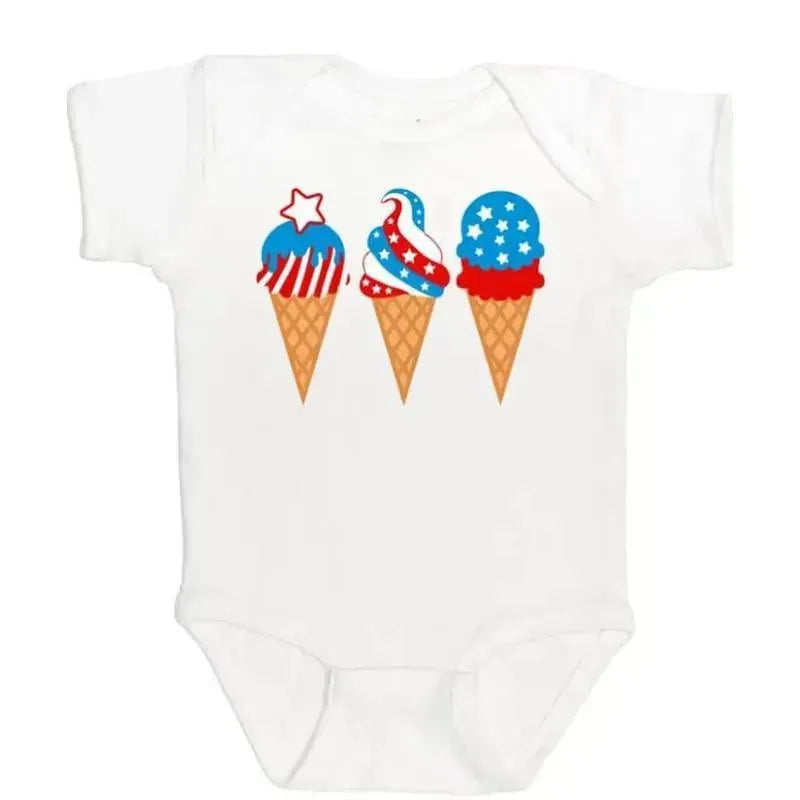 Sweet Wink - Patriotic Ice Cream Short Sleeve Bodysuit, 4Th Of July Image 1