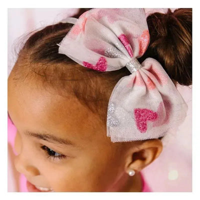Sweet Wink - Valentine's Day Glitter Heart Tulle Bow Headband Image 2