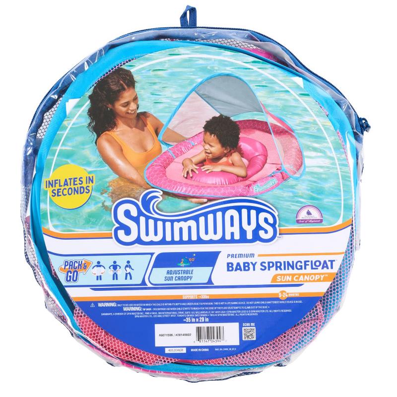 Swimways - Baby Pool Float With Canopy & Upf Protection Pink Image 4