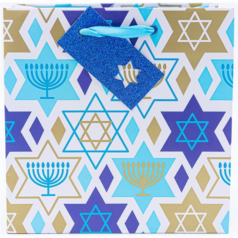 The Gift Wrap Company Hannukah Stars Blue Gift Bags, 1ct Image 2