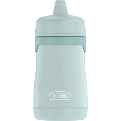 10 oz. mint stainless steel sippy cup without handles, featuring a secure lid and the Thermos logo.