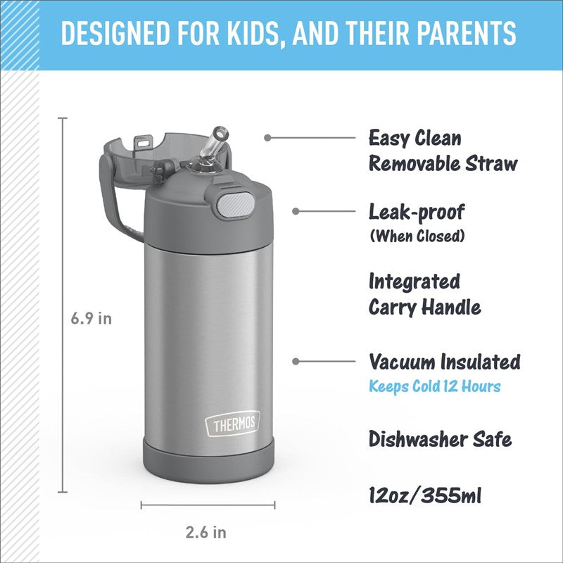 Thermos FUNtainer Stainless Steel Water Bottle 12 oz - Gray Image 2