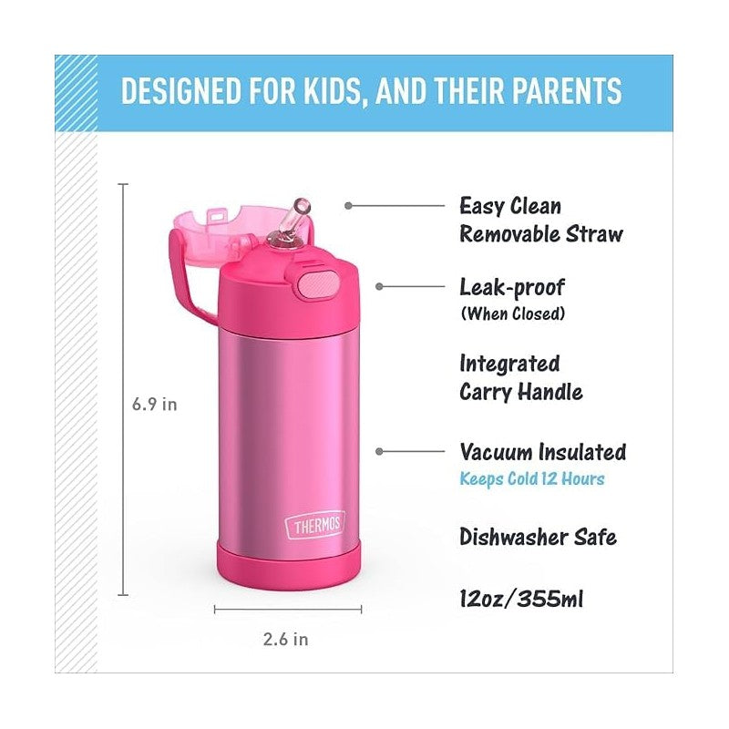Thermos FUNtainer Stainless Steel Water Bottle 12 oz - Pink Image 2