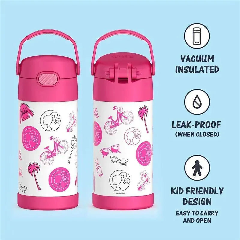 THERMOS - 12Oz Stainless Steel Insulated Straw Bottle, Barbie Image 2