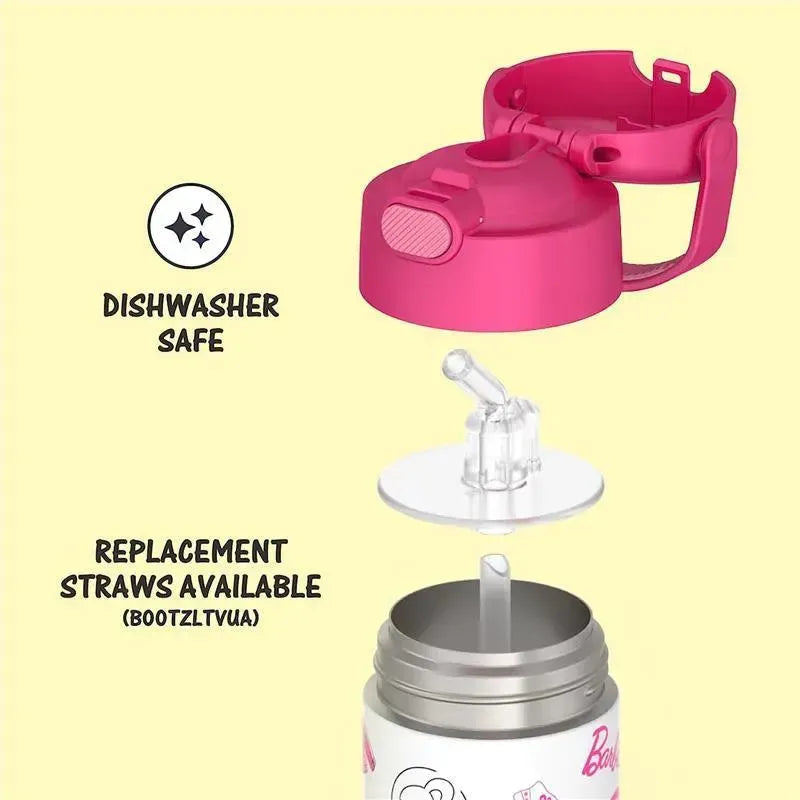 THERMOS - 12Oz Stainless Steel Insulated Straw Bottle, Barbie Image 4