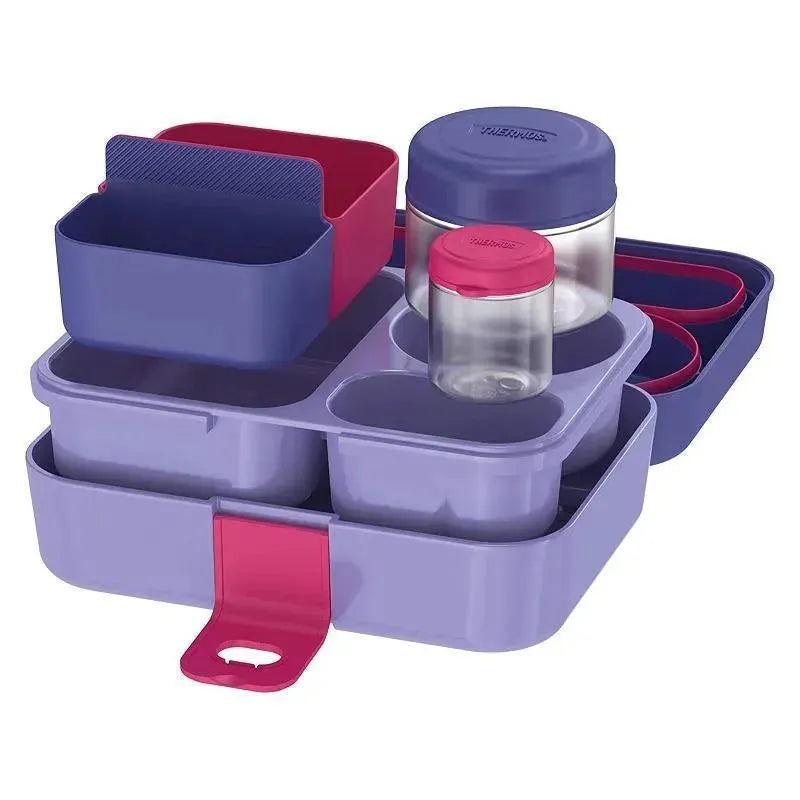 Thermos Food Storage System, Lunch Box, Kids Bento Box, 8pc Purple Image 4