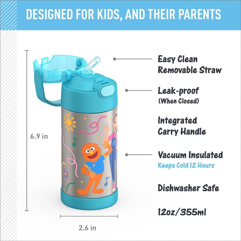 THERMOS FUNTAINER 12Oz Kids Stainless Steel Vacuum Insulated Water Bottle with Lid, Ms. Rachel Image 3