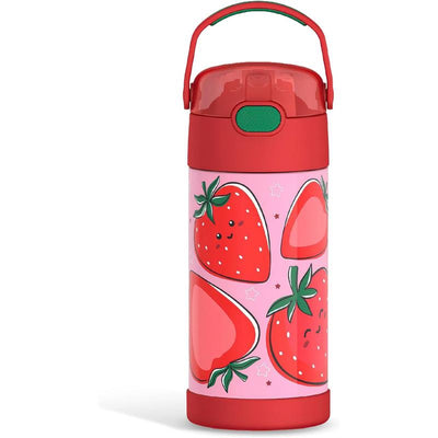 THERMOS FUNTAINER 12Oz Kids Stainless Steel Vacuum Insulated Water Bottle with Lid, Strawberry Smiles Image 1