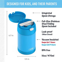 THERMOS FUNTAINER 16Oz Kid Friendly Food Jar with Foldable Spoon, Denim Blue Image 2