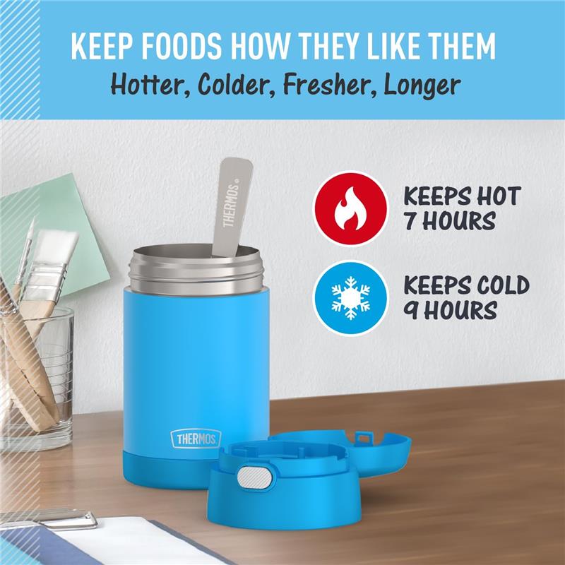 THERMOS FUNTAINER 16Oz Kid Friendly Food Jar with Foldable Spoon, Denim Blue Image 3