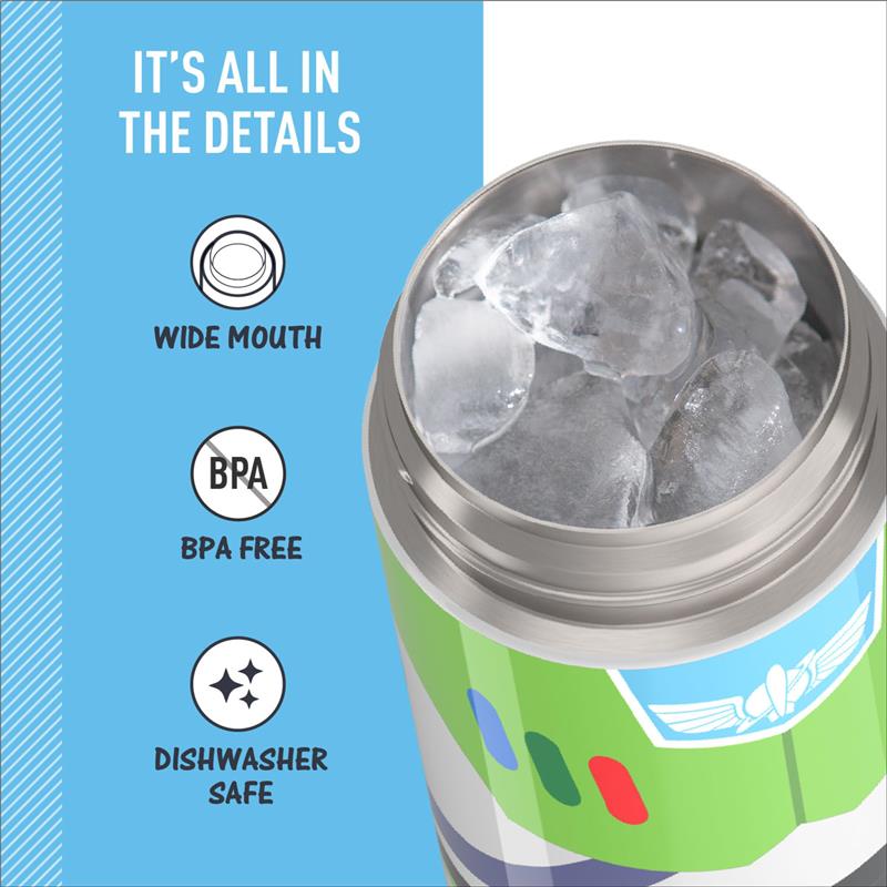 THERMOS FUNTAINER 16Oz Stainless Steel Vacuum Insulated Bottle with Wide Spout Lid, Toy Story Buzz Image 5