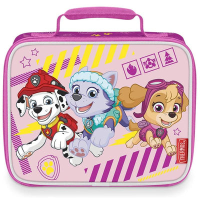 Thermos Standard Soft Lunch Box featuring Paw Patrol characters, including Marshall, Skye, and Everest, on a colorful background.