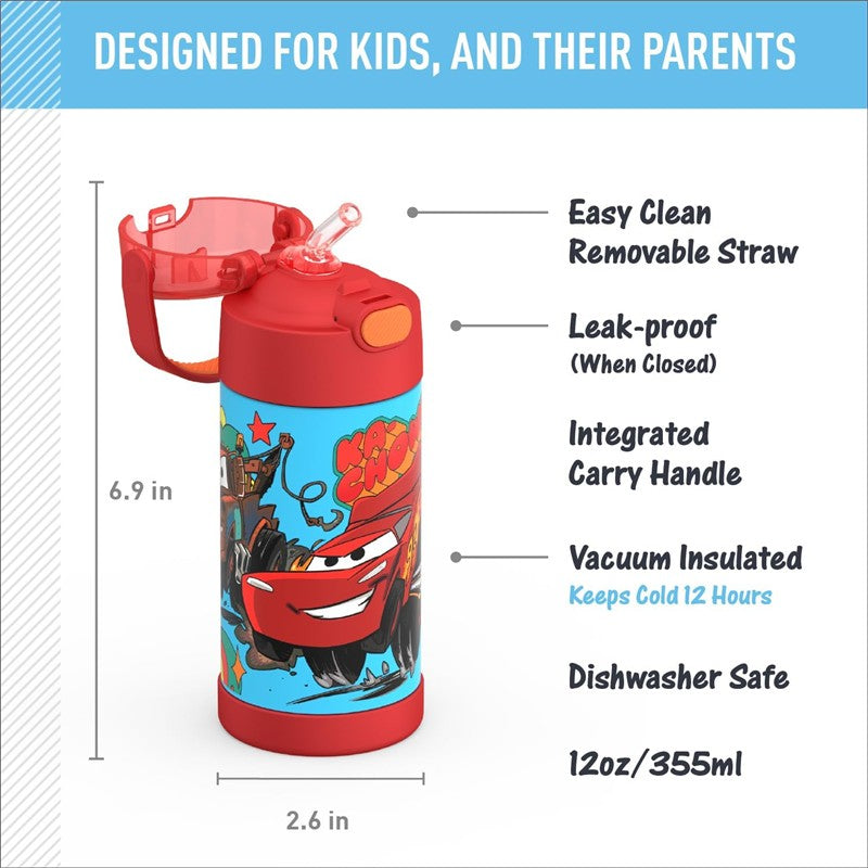 Thermos FUNtainer Stainless Steel Water Bottle 12 oz - Cars Image 2