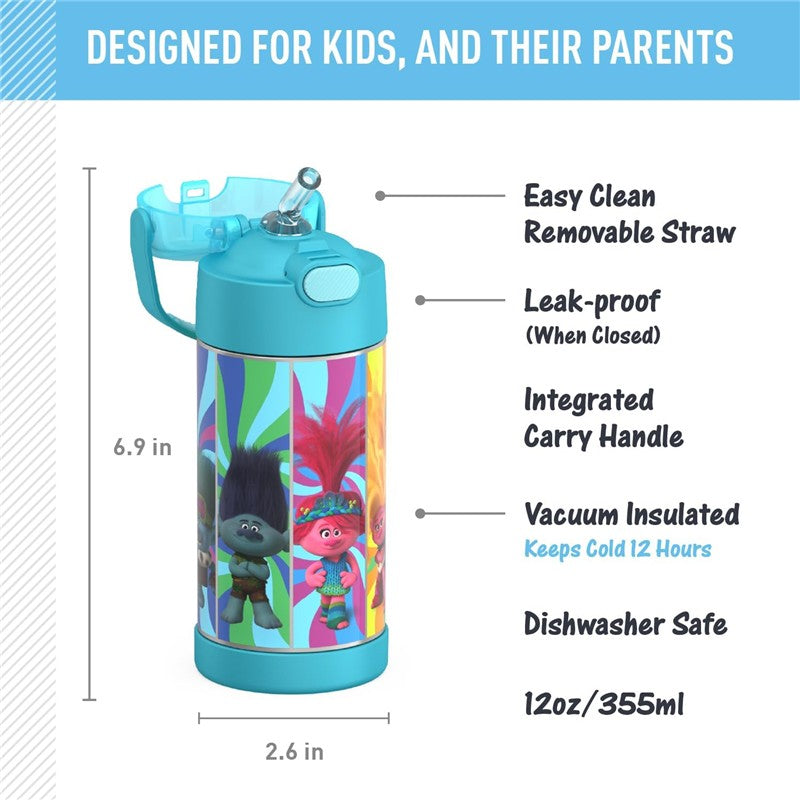 Thermos FUNtainer Stainless Steel Water Bottle 12 oz - Trolls 3  Image 2