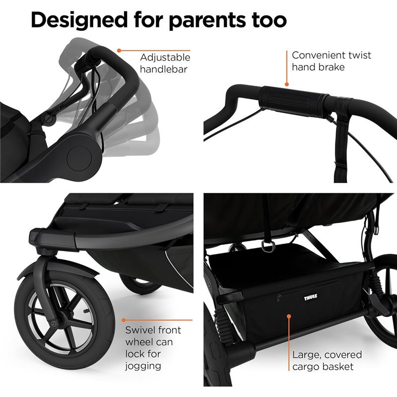 Thule - Urban Glide 3 Double Child All-Terrain Stroller, Black Image 3