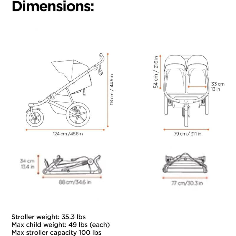 Thule - Urban Glide 3 Double Child All-Terrain Stroller, Black Image 5