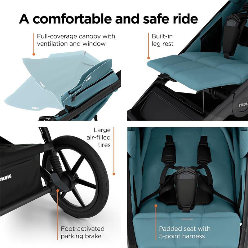 Thule - Urban Glide 3 Single Child All-Terrain Stroller, Blue Image 4