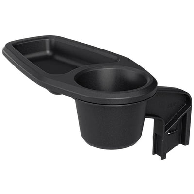 Snack tray for the Thule Urban Glide 3, featuring a cup holder and flat surface for snacks, in black color.