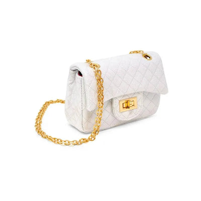 Tiny Treats - Classic Quilted Flower Pearl Handbag Gold Image 3