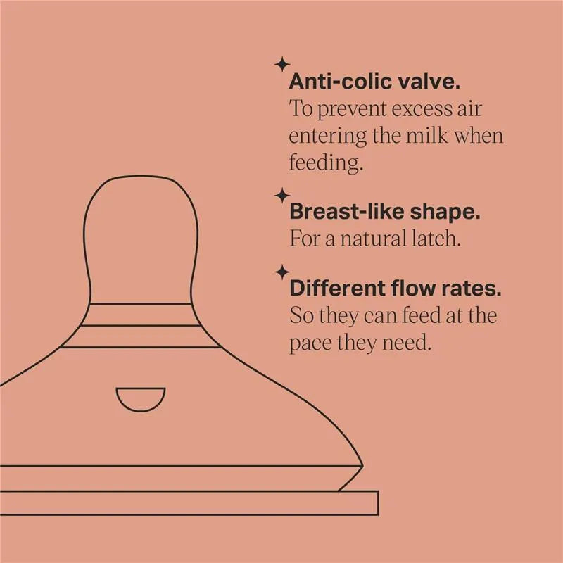 Tommee Tippee - 2Pk Natural Start Baby Bottle Nipples Slow Flow, 0M+ Image 2