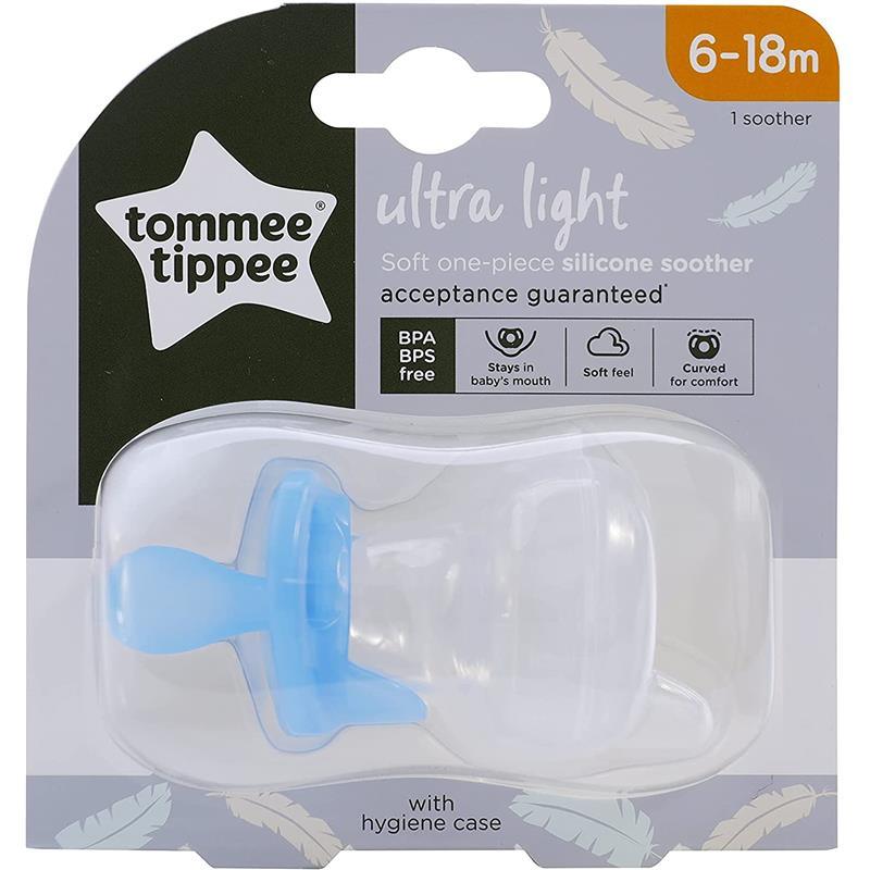Tommee Tippee - Ultra Light Silicone Soother 6/18 M, White/Blue Image 1