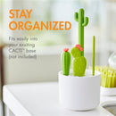 Boon CACTI Replacement Brush Set in green, featuring cute cactus designs in a white holder with text promoting organization.