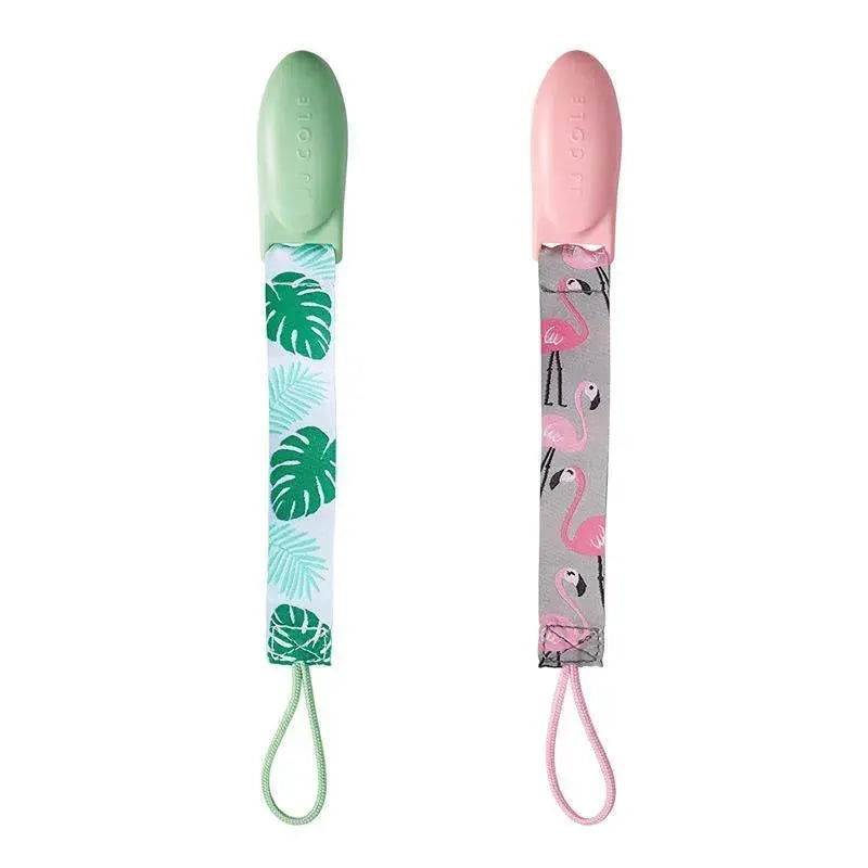 Tomy JJ Cole 2 pk Pacifier Clips, Flamingo/Tropical Image 1