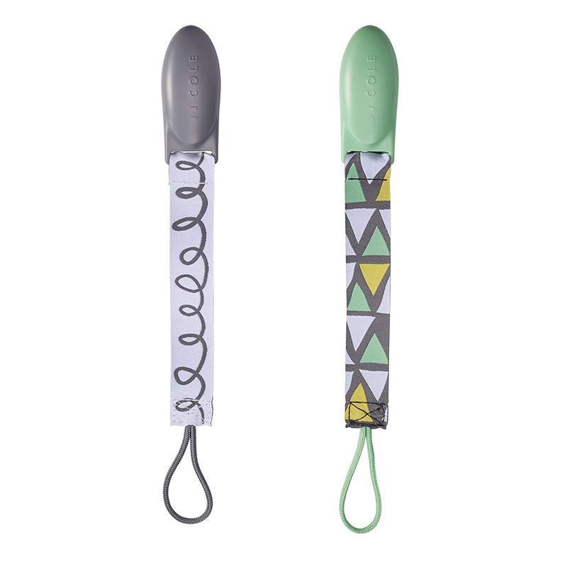 Tomy JJ Cole 2 pk Pacifier Clips, Green/Gray Image 1