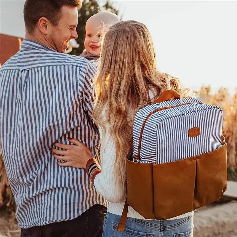 Tomy - Jj Cole Popperton Backpack Cognac Strip Diaper Bag Image 11