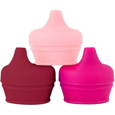 Boon SNUG universal silicone sippy lids 3-pack in three shades of pink