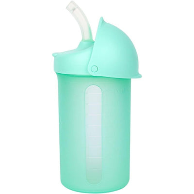 Boon SWIG Silicone Straw Cup in mint green with measurement markings