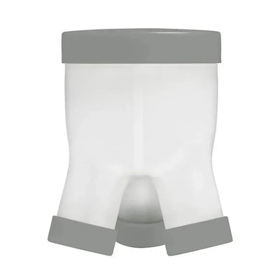 Tomy Tripod Formula Dispenser in grey, featuring a clear body and tripod base for easy dispensing.
