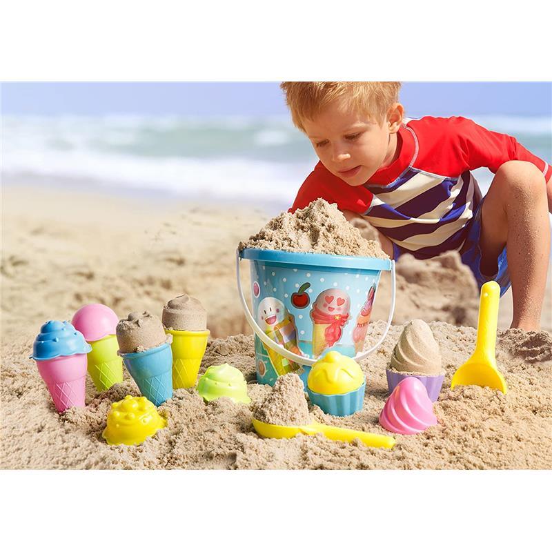 Top Race - 14 Piece Ice Cream Beach Pail Blue - Toddler toy Image 6