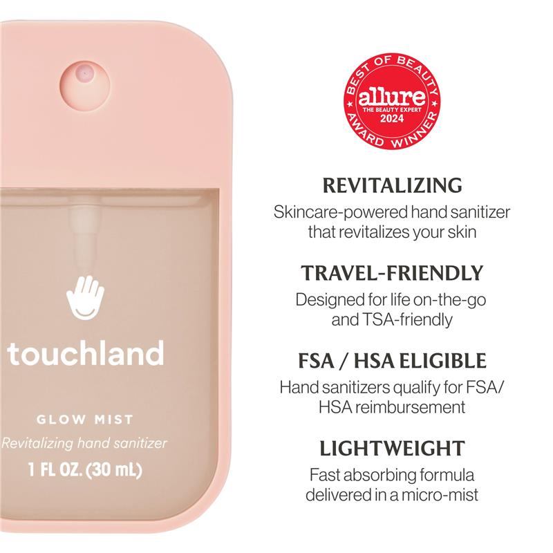 Touchland Glow Mist Revitalizing Hand Sanitizer Spray, Rosewater Scented Image 3