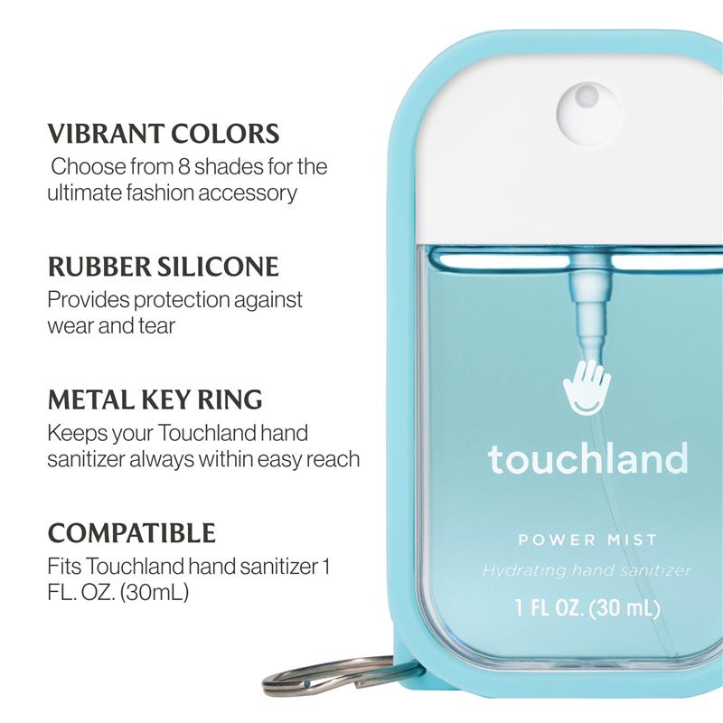 Touchland Hand Sanitizer Mist Case, Silicone Case with Keyring, Frosty Blue Image 3
