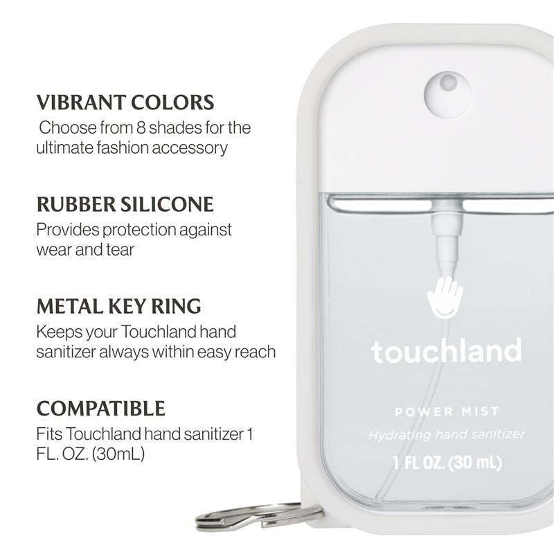 Touchland Hand Sanitizer Mist Case, Silicone Case with Keyring, Icy White Image 5