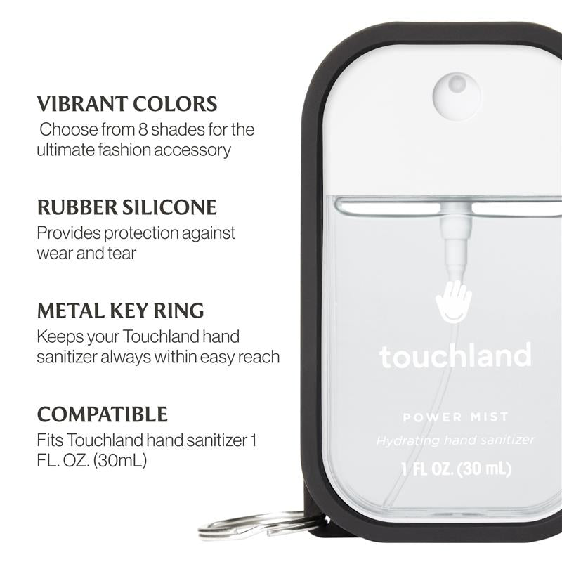 Touchland Hand Sanitizer Mist Case, Silicone Case with Keyring, Jet Black Image 5