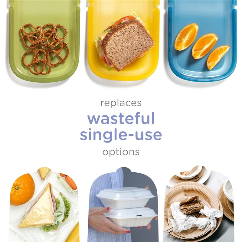 Ubbi 1Pk Platemate Reusable Silicone Storage Bag, Juniper Image 3