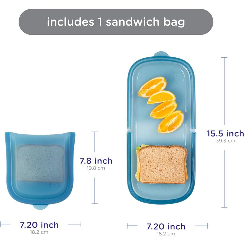 Ubbi 1Pk Platemate Reusable Silicone Storage Bag, Juniper Image 5