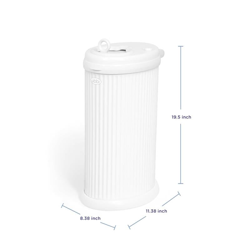 Ubbi Fluted Stainless Steel Diaper Pail, White Image 2