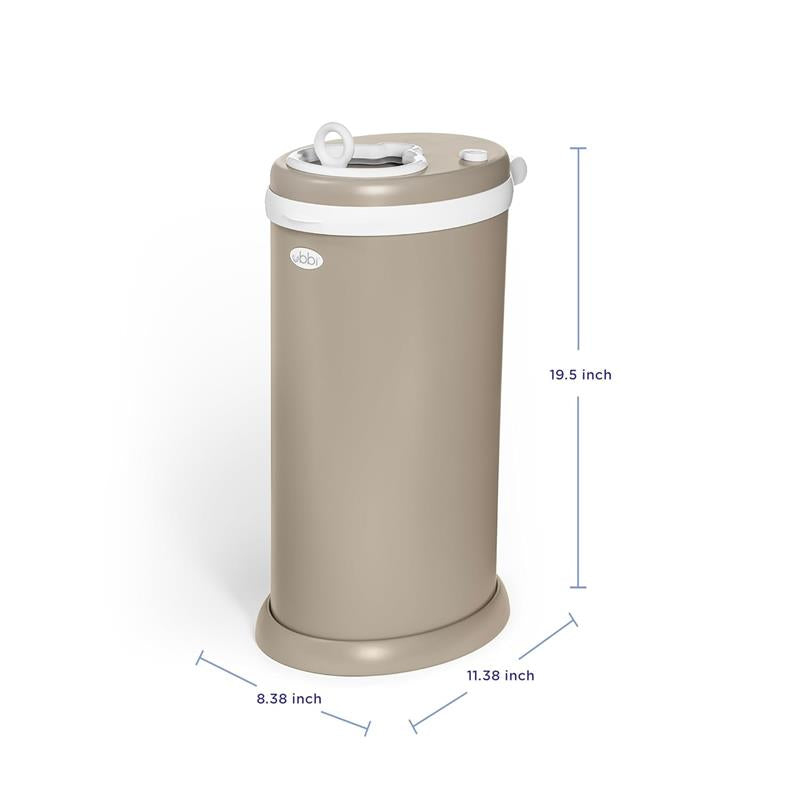 Ubbi - Stainless Steel Diaper Pail, Odor Locking, No Special Bag Required, Taupe Image 2