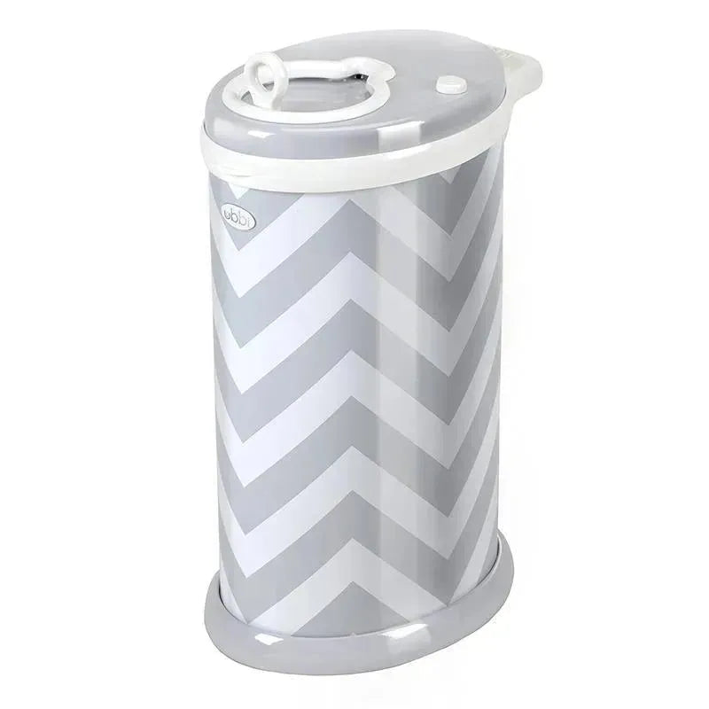 Ubbi - Steel Odor Locking Diaper Pail, Gray Chevron Image 1