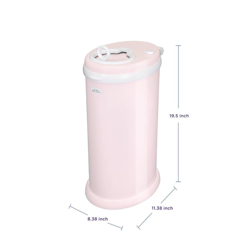 Ubbi - Steel Diaper Pail, Odor Locking, No Special Bag Required, Blush Pink Image 3